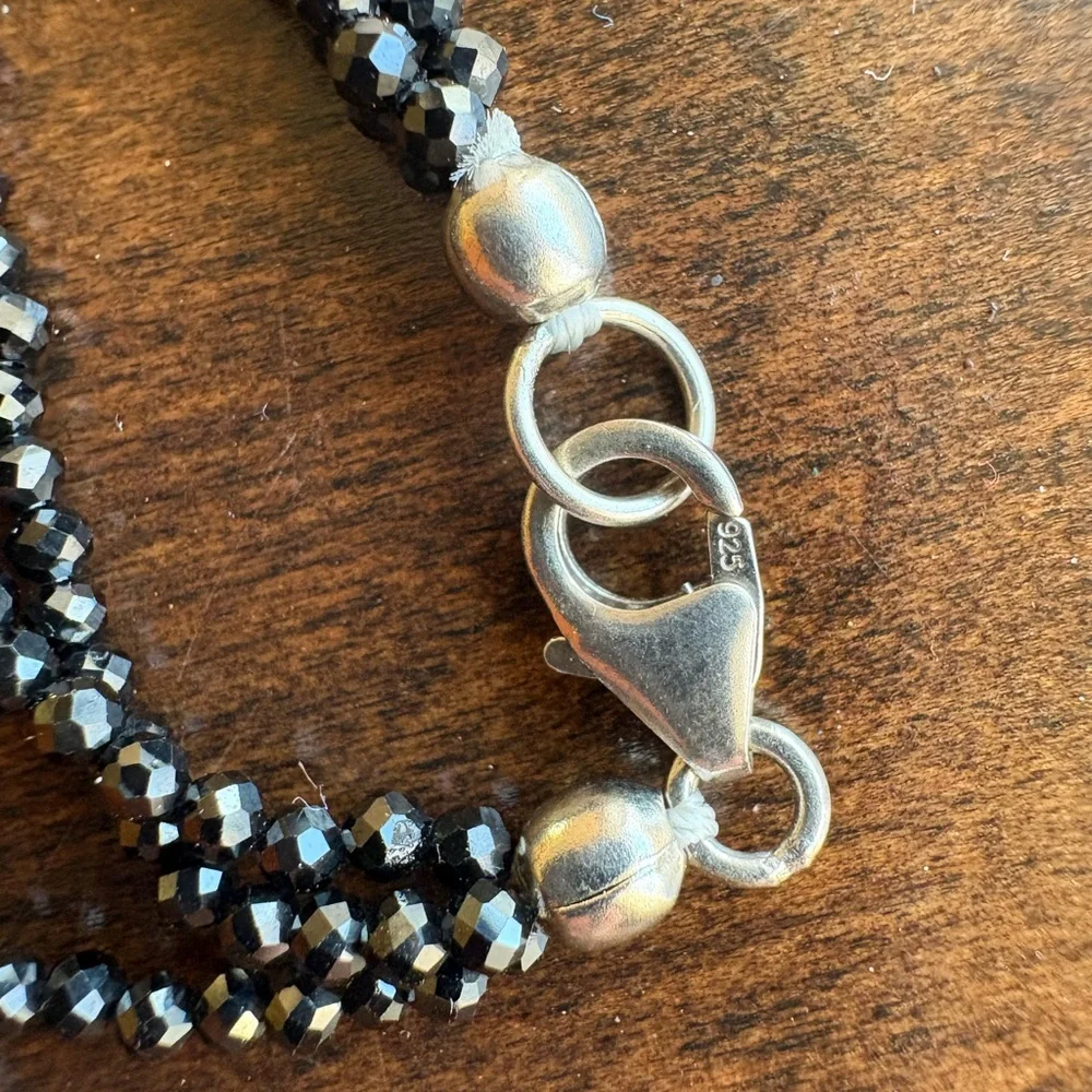 Sparkly black‎ spinel sterling silver necklace